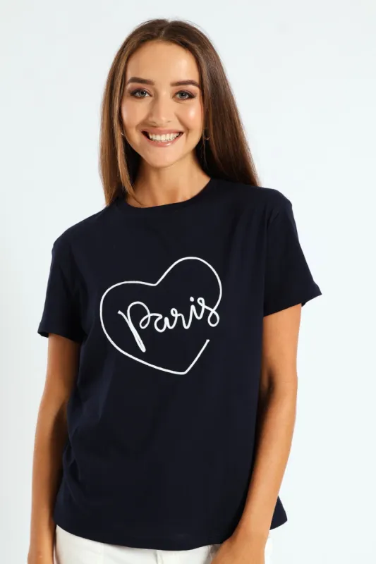 Paris Cornelli Heart Regular Tee - Navy sold by Edgars