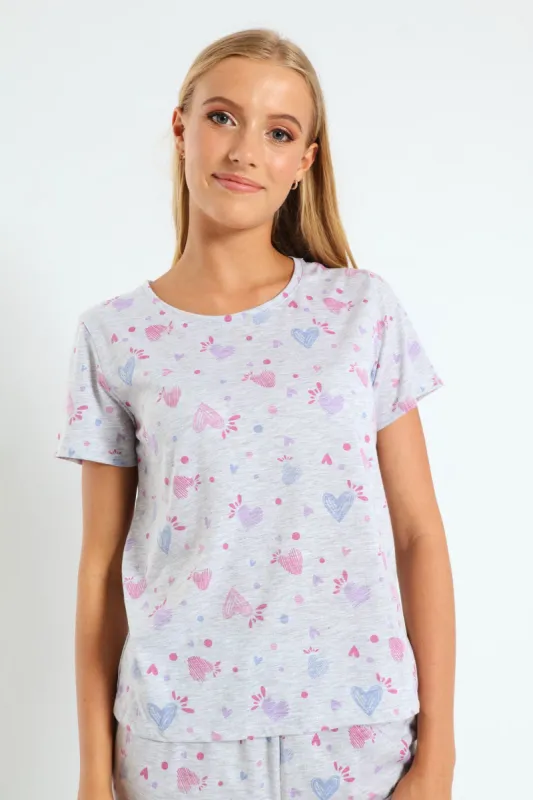 Artsy Hearts Knit Tee - Grey Melange sold by Edgars 