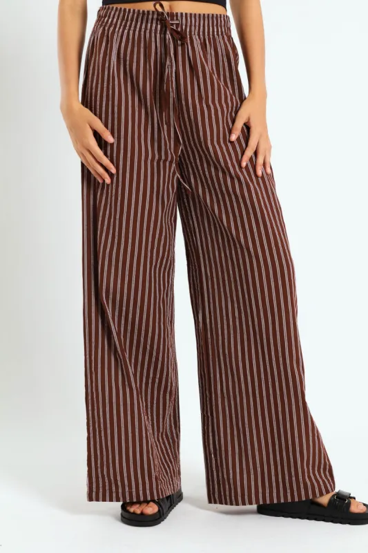 Stripe Relaxed Pants - Chocolate sold by Edgars