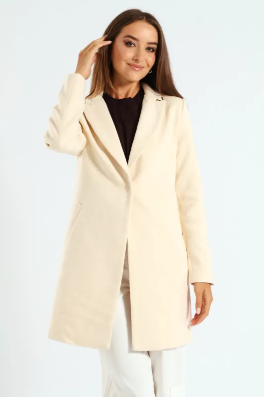 Charlotte Single Breasted Coat - Cream sold by Edgars 