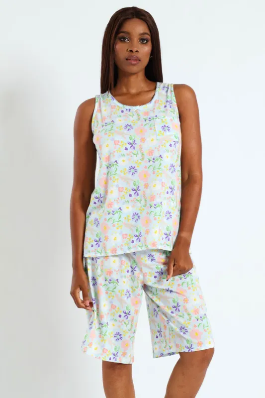 Soft Floral Top & Short Sleep Set - Blue sold by Edgars