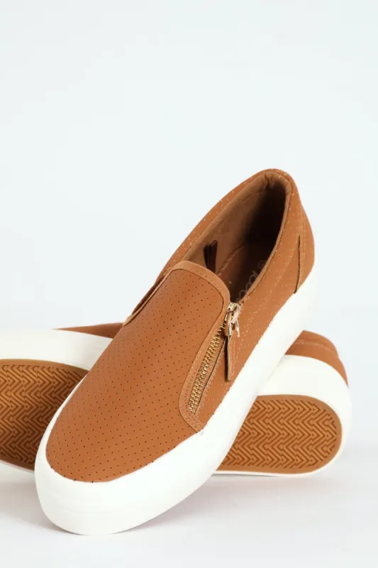 Slip On Platform Sneaker With Zip - Tan sold by Edgars 