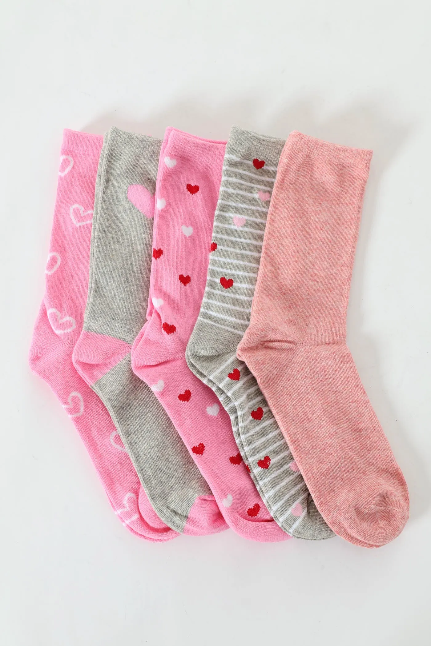 5 Pack Hearts Crew Socks - Multi sold by Edgars