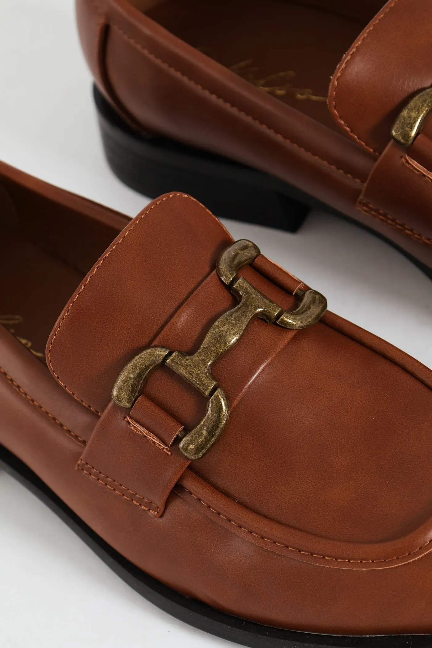 Burnished PU Loafer With Brass Trim - Brown sold by Edgars product image thumbnail 2