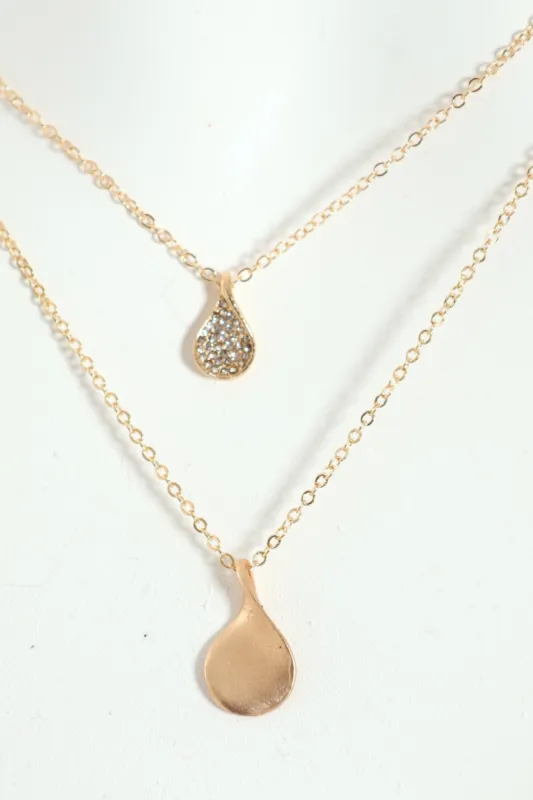 Diamante Double Petal Pendant Necklace - Gold sold by Edgars