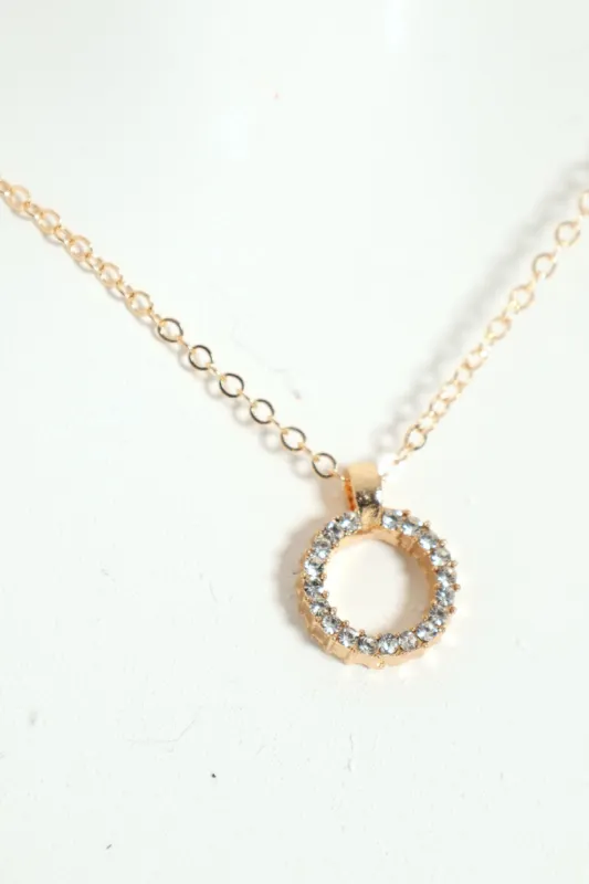 2 Pack Diamante Circle Pendant With Matching Stud Earrings - Gold sold by Edgars