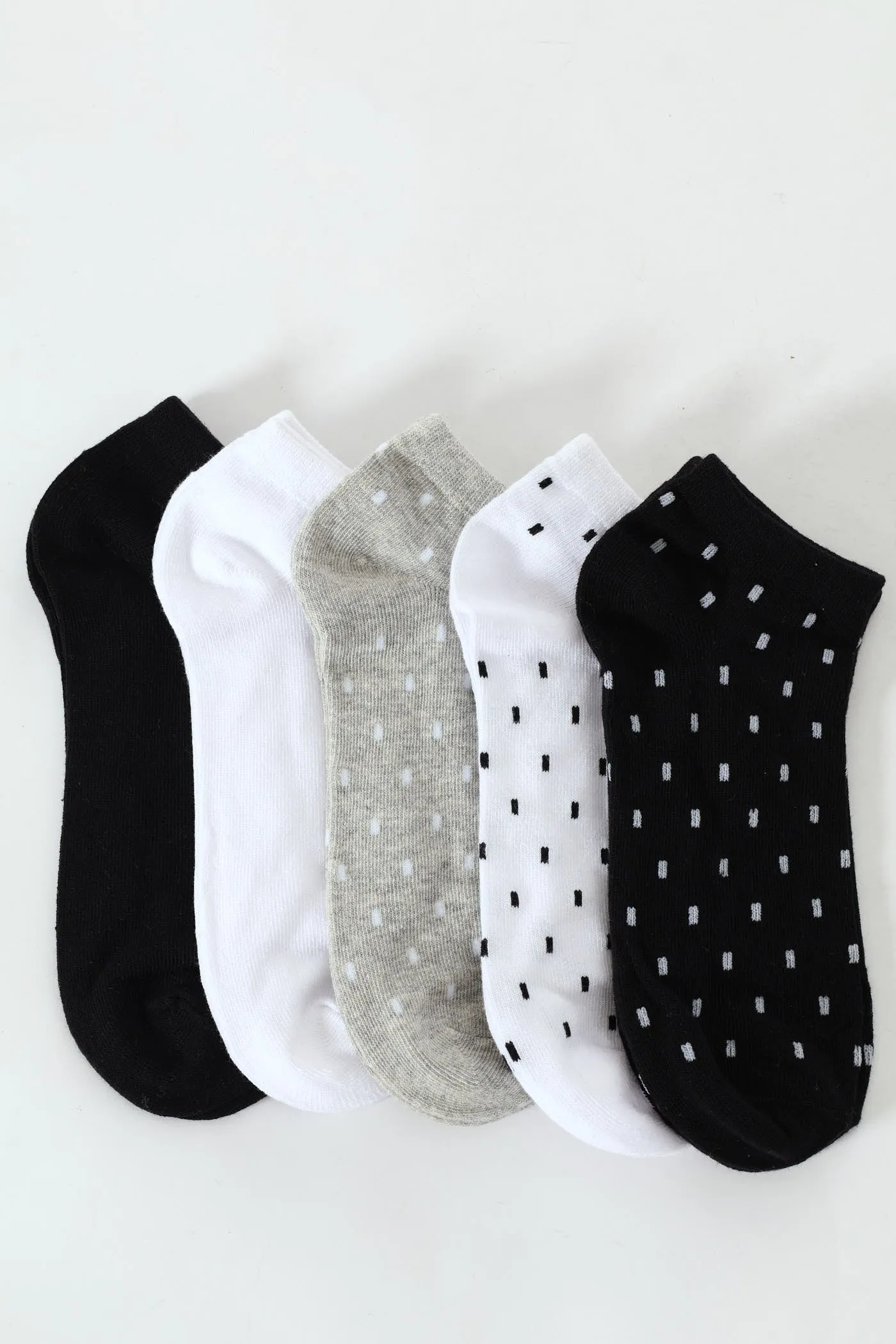 5 Pack Mono Spot Low Cut Fashion Socks - Black/White sold by Edgars