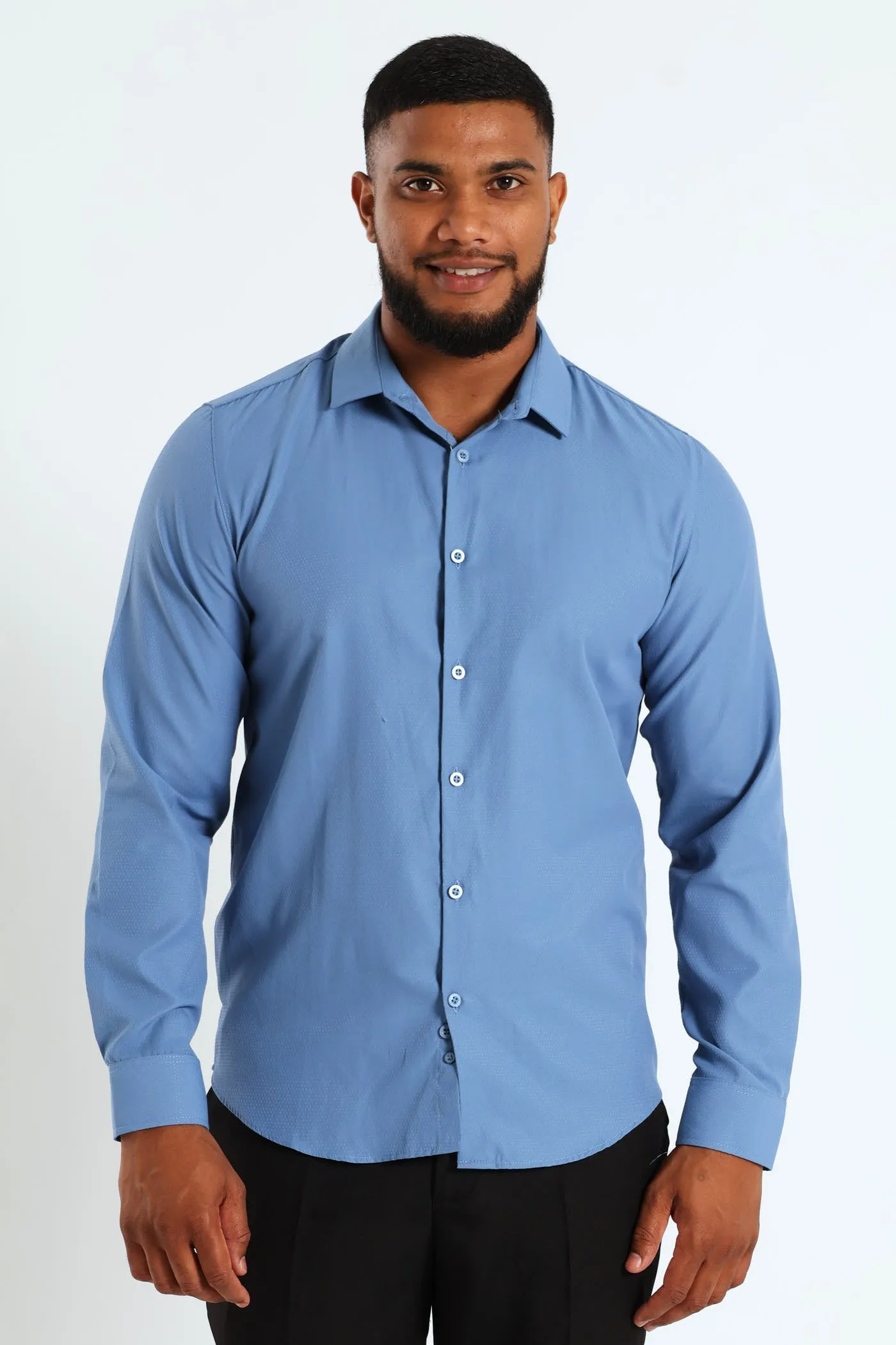 Slim Textured Long Sleeve Shirt - Smokey Blue sold by Edgars product image thumbnail 2