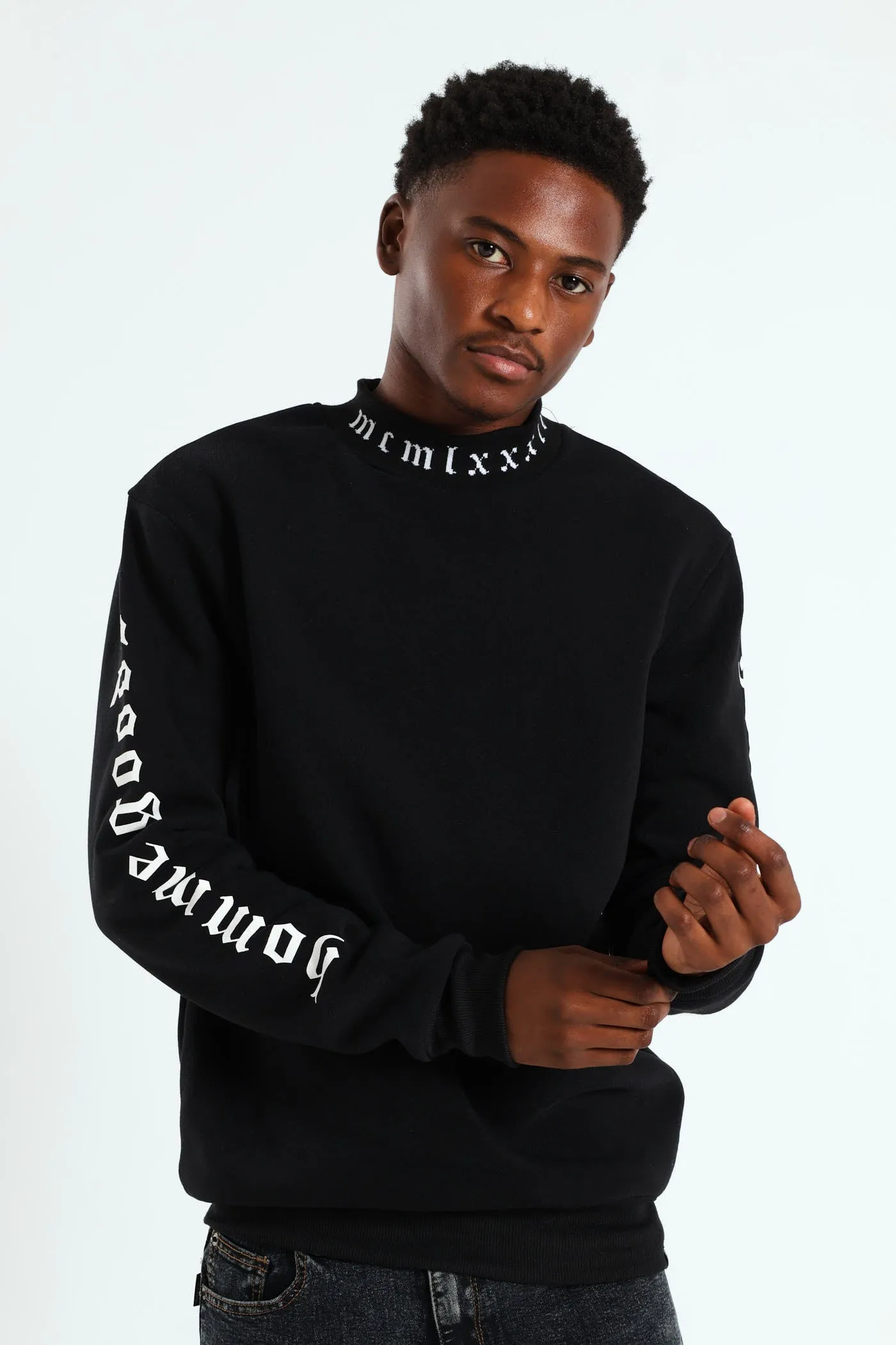Jacquard Collar Pullover - Black sold by Edgars