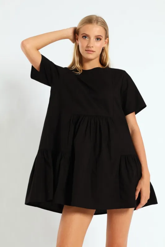 Back Tie Panel Dress - Black sold by Edgars 