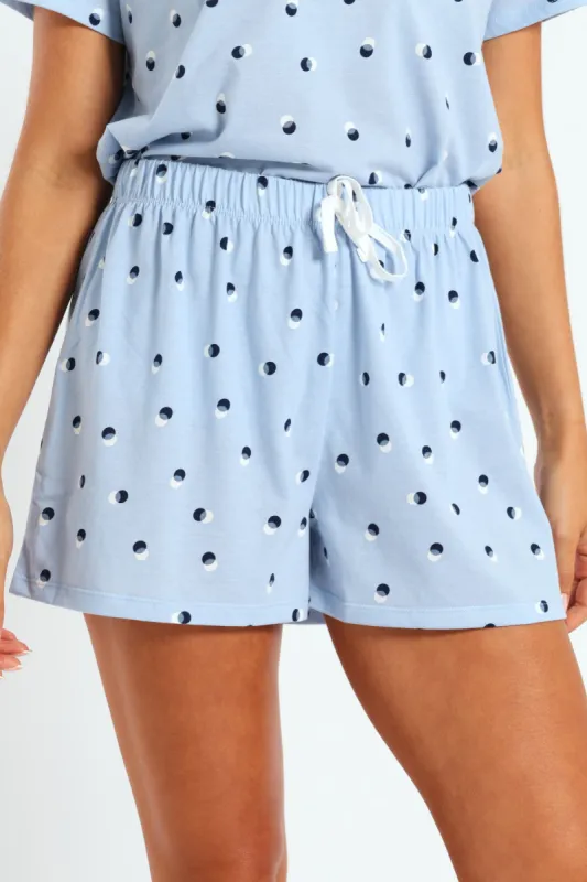 Spot Knit Sleep Short - Light Blue sold by Edgars