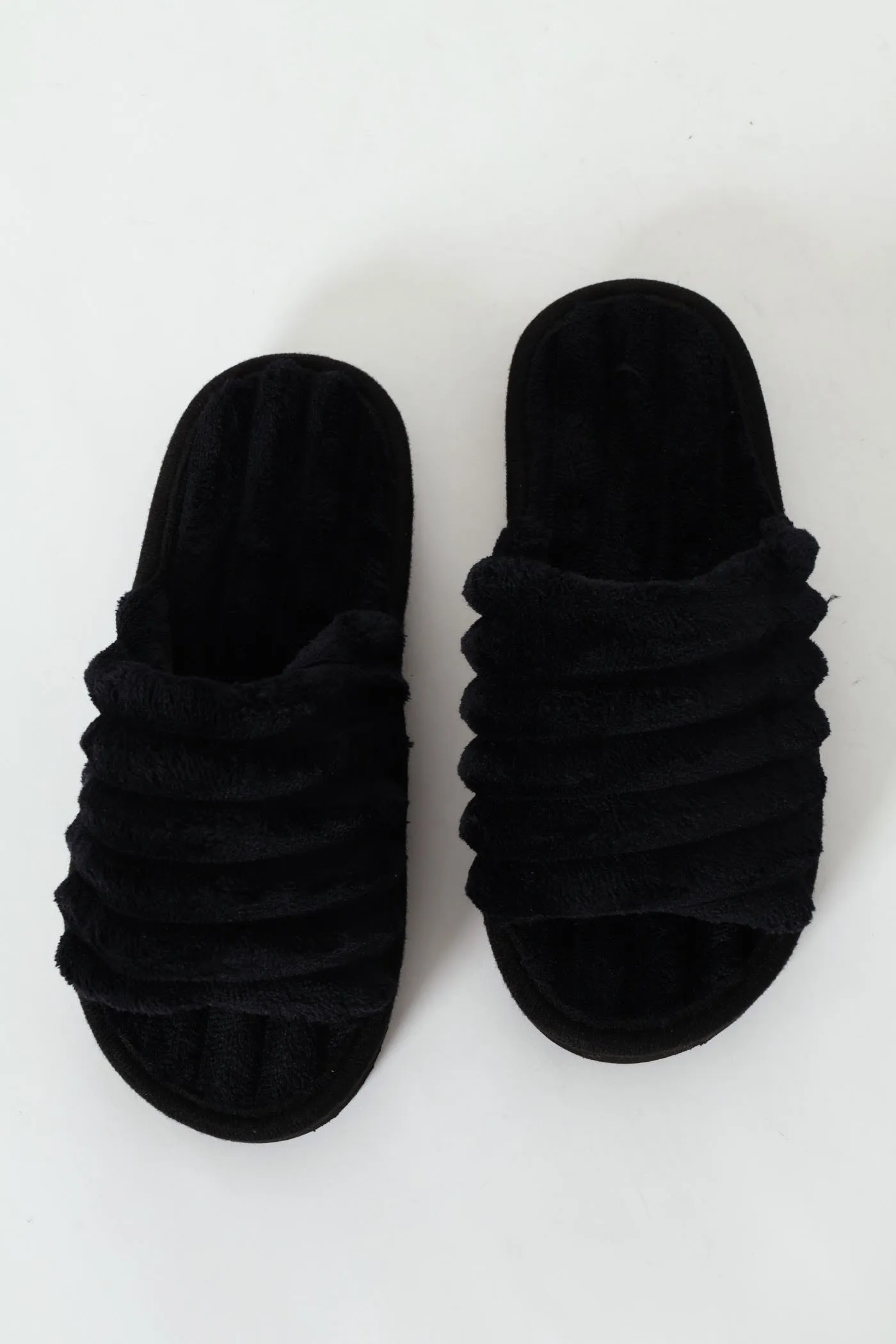 Eva Ribbed Single Band Mule Slipper - Black sold by Edgars