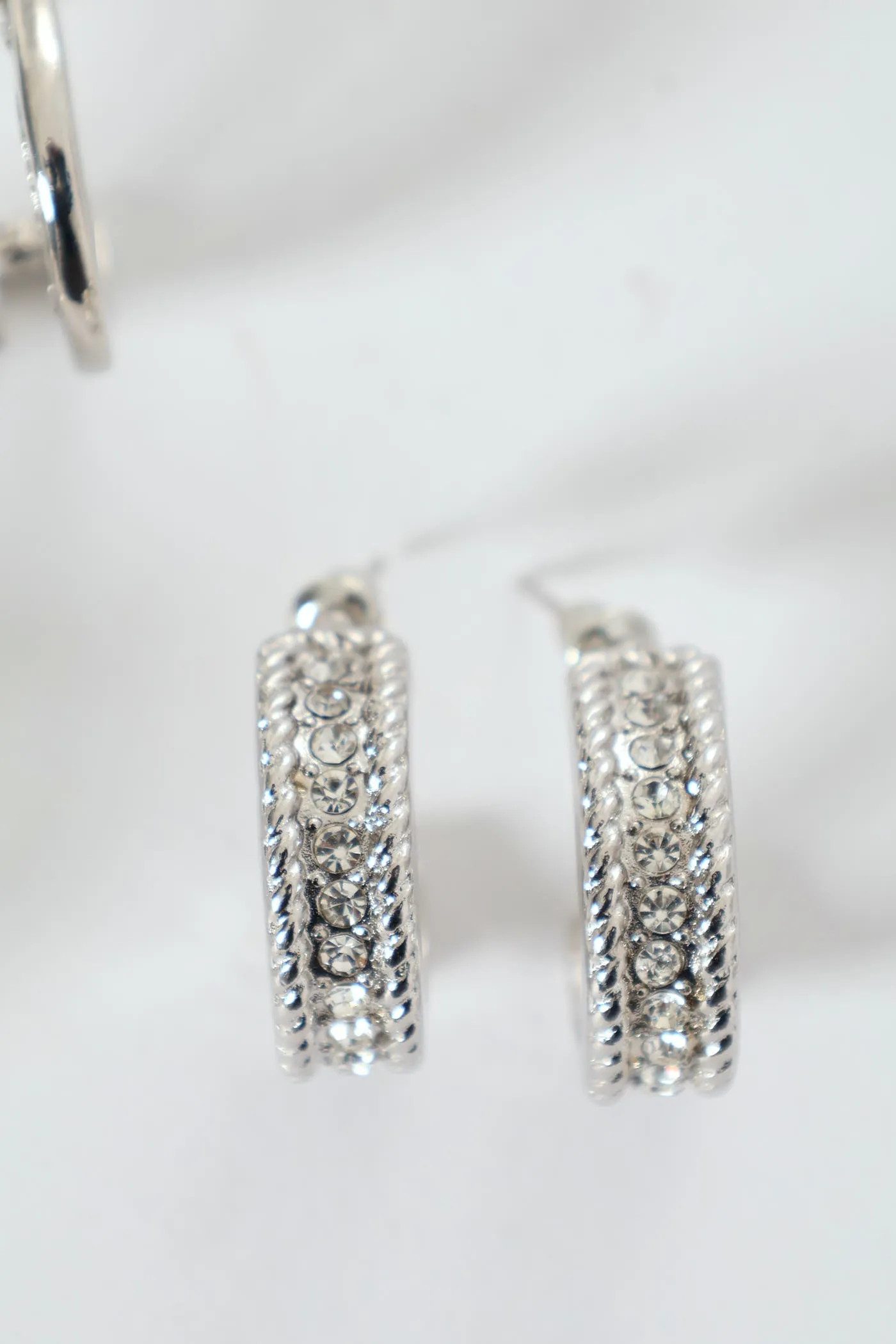3 Pack Small Diamante Hoop Earrings - Silver sold by Edgars product image thumbnail 2