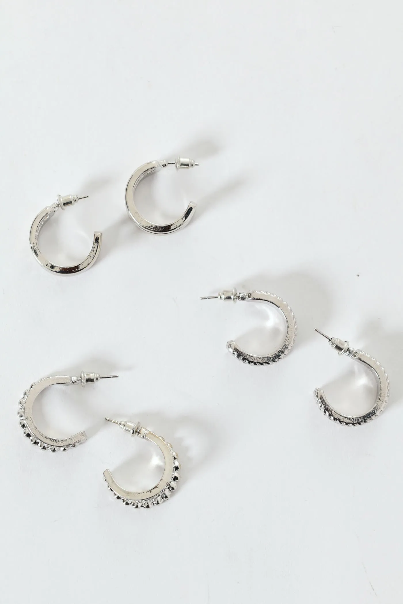3 Pack Small Diamante Hoop Earrings - Silver sold by Edgars product image thumbnail 5
