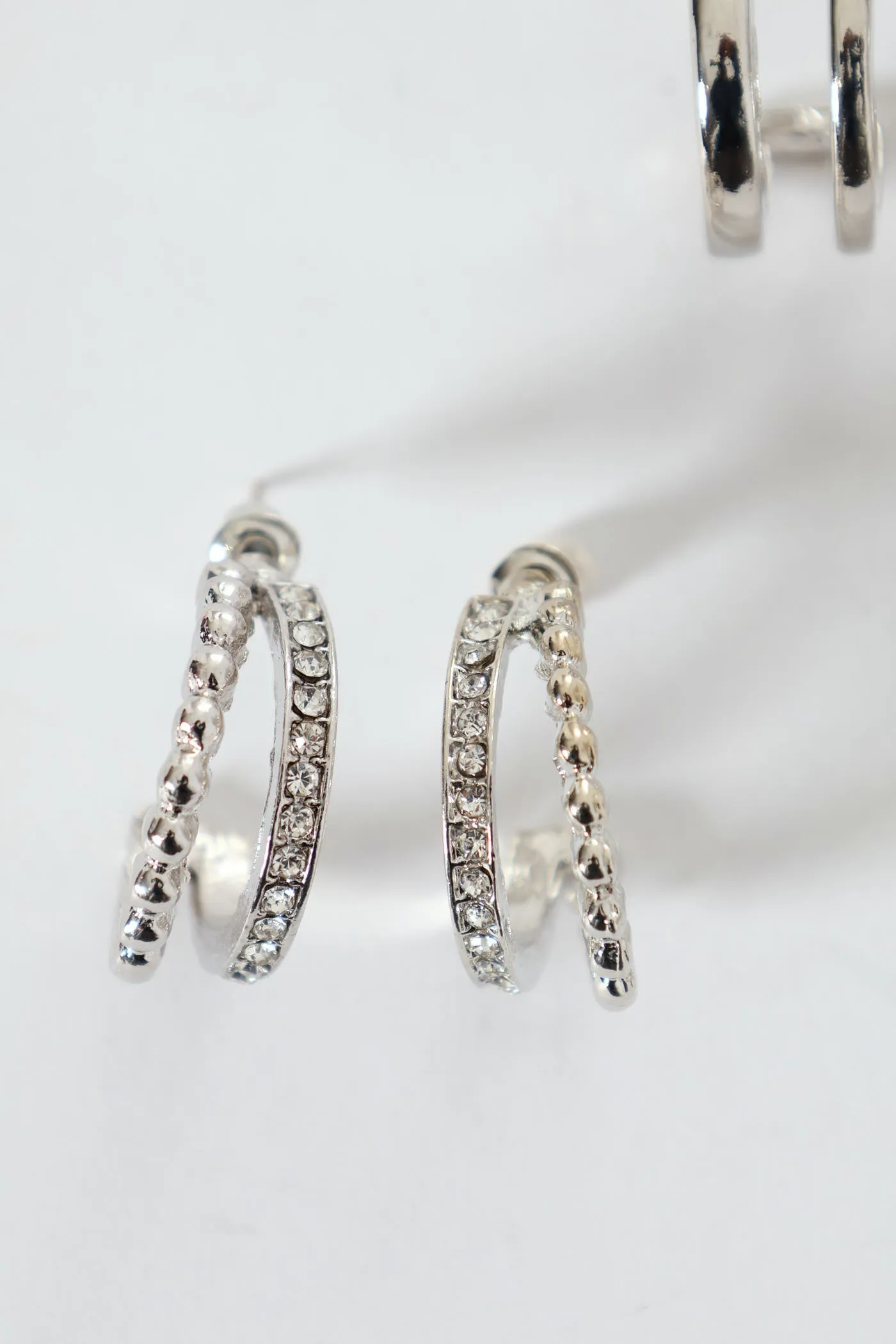 3 Pack Small Diamante Hoop Earrings - Silver sold by Edgars product image thumbnail 4