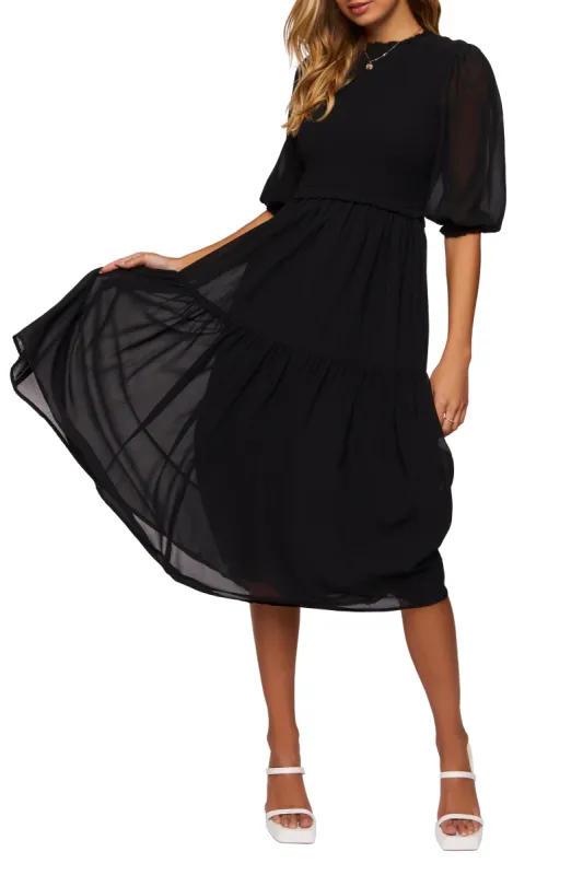 3/4 Sleeve Midi Dress - Black sold by Edgars 