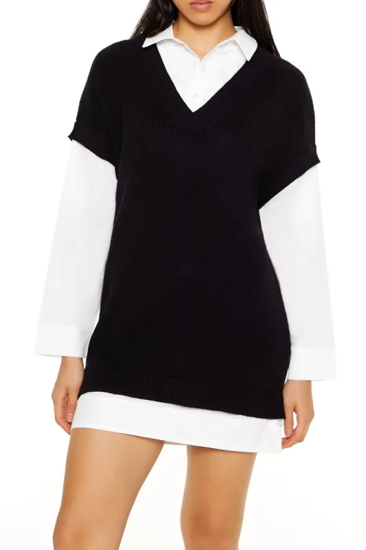 Long Sleeve Short Length Dress - Black/White sold by Edgars