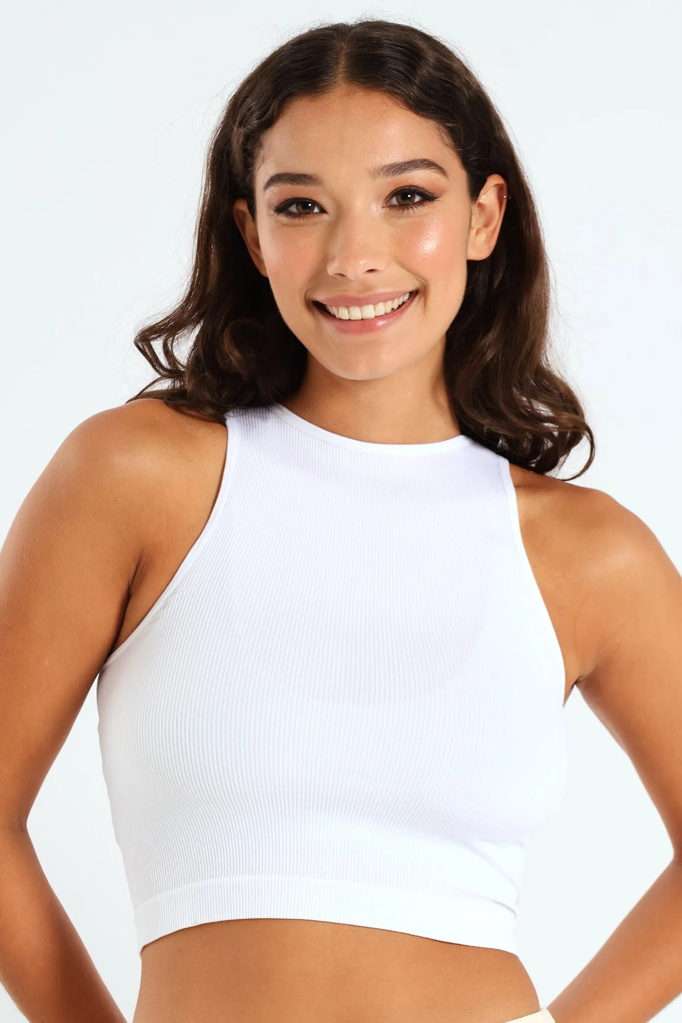 Seamless Racer Tank - White sold by Edgars