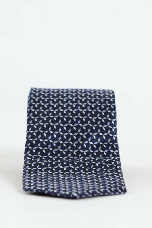 Geometric Pattern Tie - Navy sold by Edgars