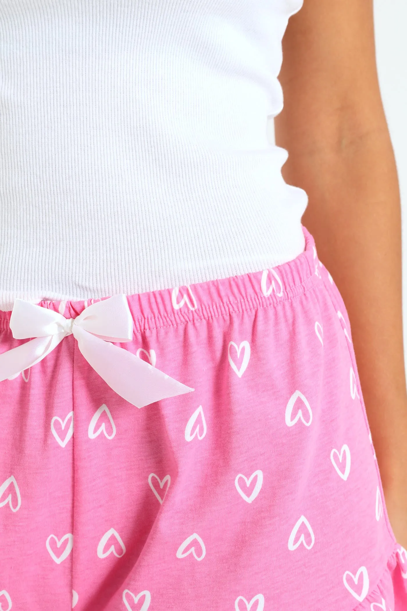 Hearts Rib & Knit Short Set - White/Pink sold by Edgars product image thumbnail 4