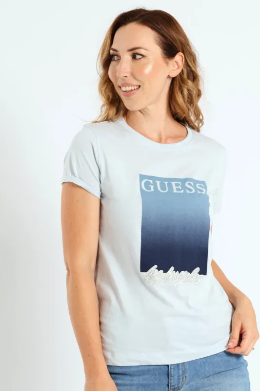 Short Sleeve Cn Flocked Tee - Light Blue sold by Edgars 