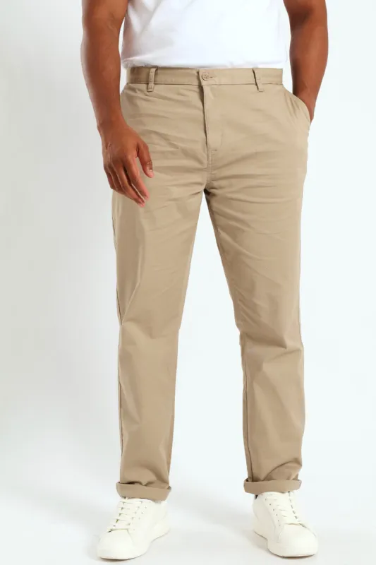 Basic Straight Stretch Chino - Stone sold by Edgars