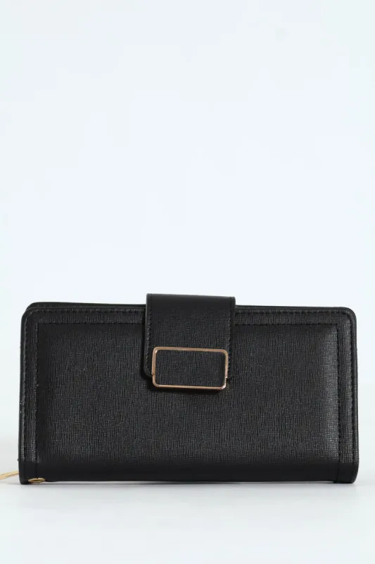 Flap Zip Around Bifold Purse - Black sold by Edgars