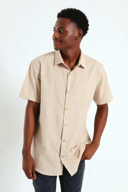 Linen Look Shirt - Natural sold by Edgars