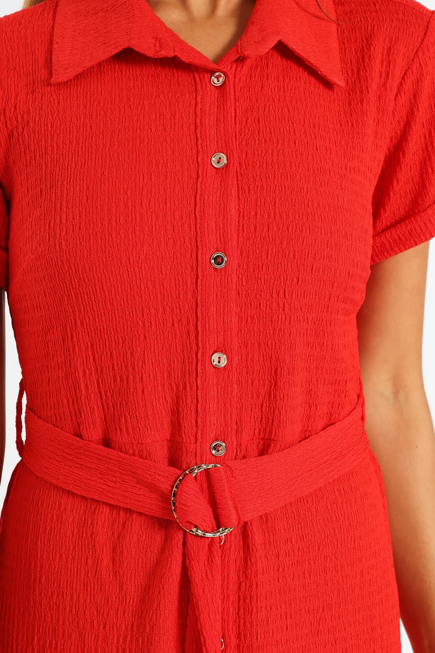 D-Ring Crinkle Midi Shirt Dress - Fiery Red sold by Edgars product image thumbnail 5