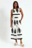 Pull On Capri Pants With Border - White/Black sold by Edgars