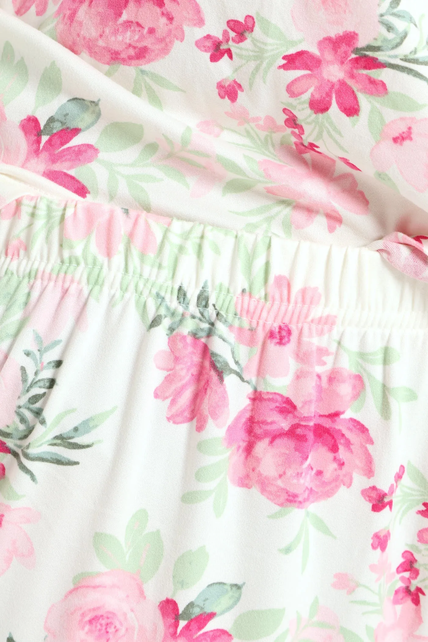 Lace Detail Floral Print Top & Pant Set - White sold by Edgars product image thumbnail 4