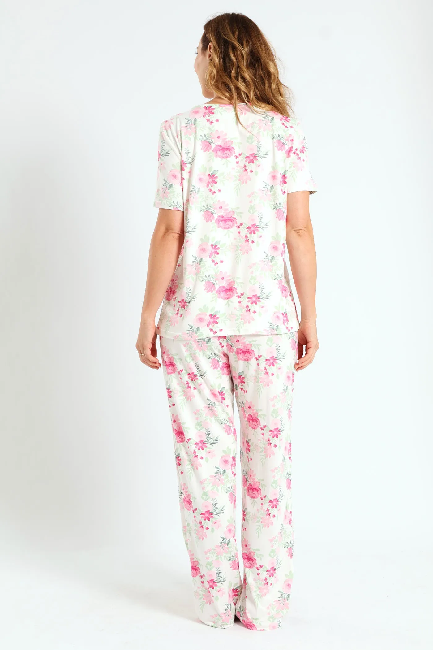 Lace Detail Floral Print Top & Pant Set - White sold by Edgars product image thumbnail 3