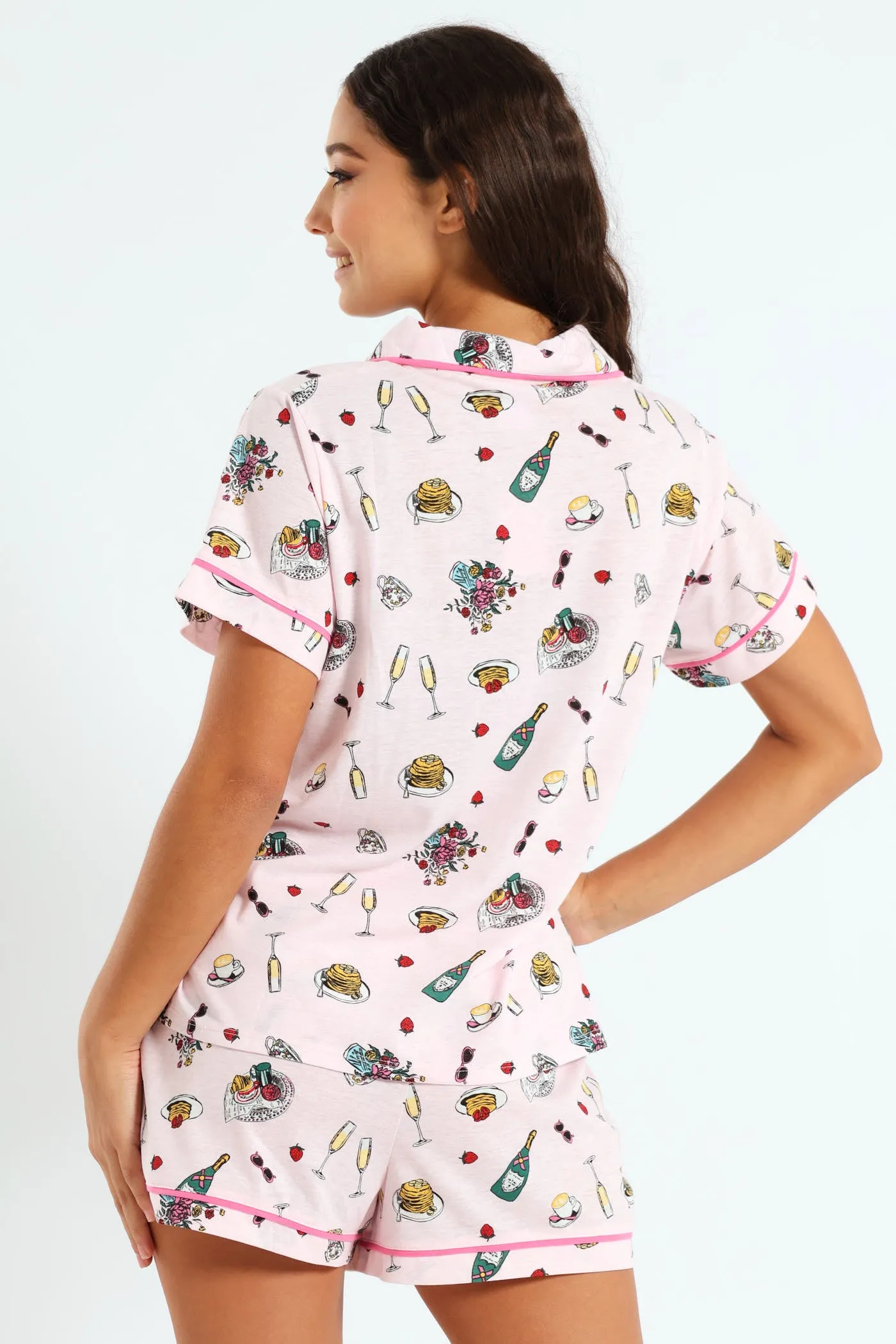 Convo Button Through & Knit Short Set - Pink sold by Edgars product image thumbnail 2