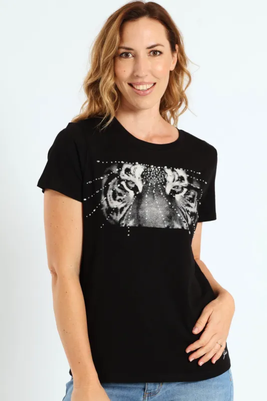 Tiger Eyes Easy Tee - Black sold by Edgars 