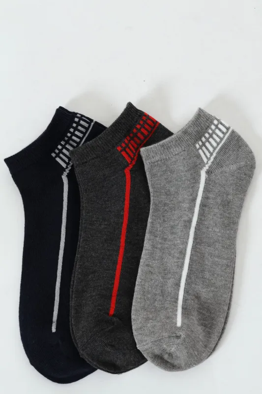 3 Pack Lowcut Socks - Charcoal/Grey Melange/Navy sold by Edgars