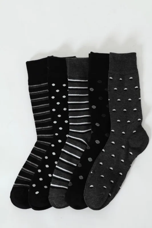 5 Pack Anklet Socks - Black/Grey sold by Edgars