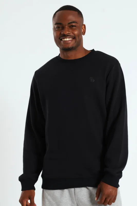 Plain Crew Fleece Sweat Top - Black made by Edgars