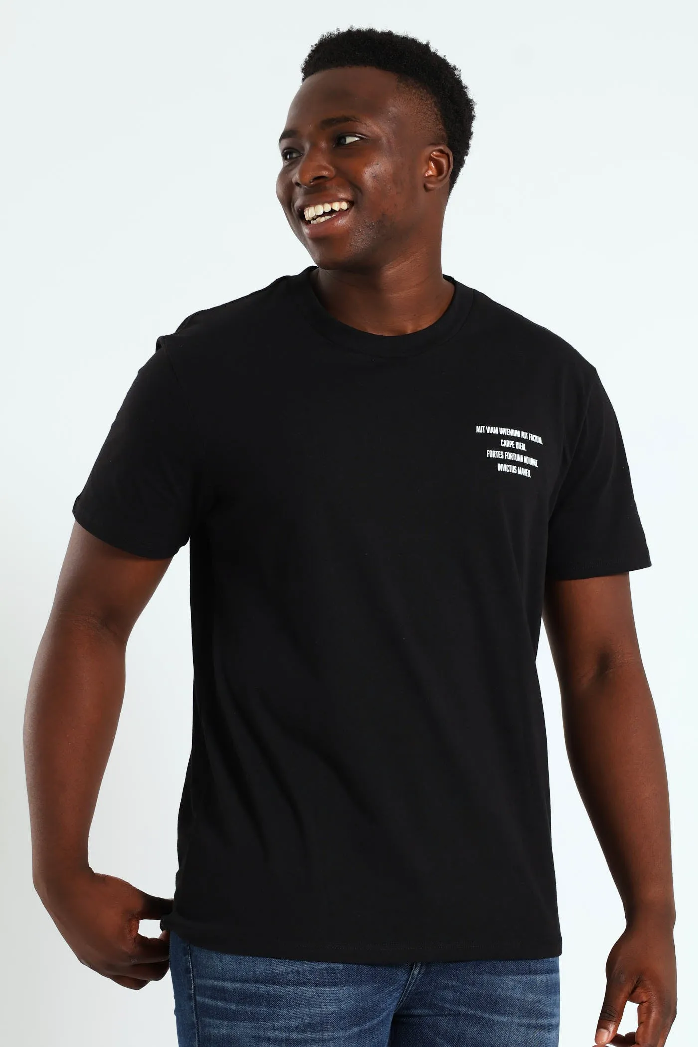 Skull Print Front & Back Tee - Black sold by Edgars