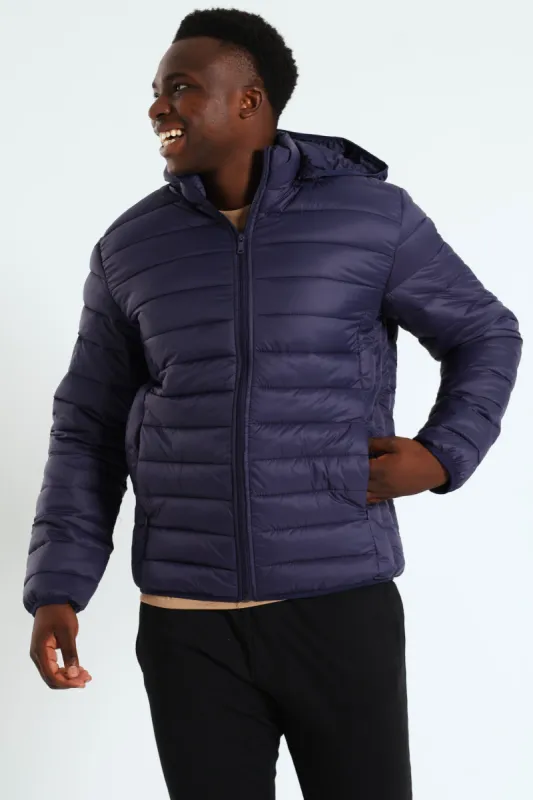 Basic Hood Puffer Jacket - Navy sold by Edgars