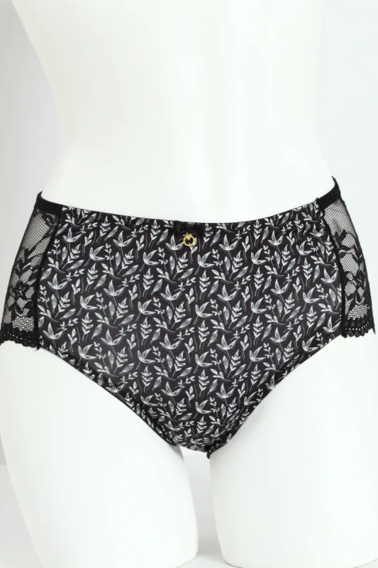Floral Print Lace Back Boyleg Panty - Black sold by Edgars