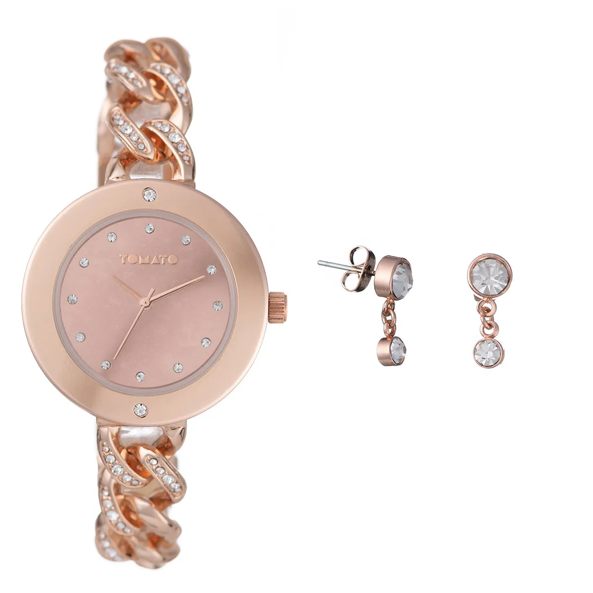 Ladies Rose Gold Case & Dial Watch Set With Bracelet sold by Edgars