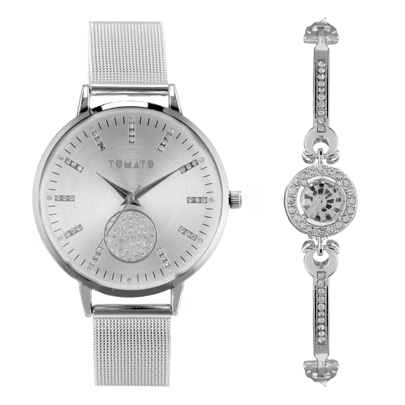 Ladies 40mm Silver Case Watch With Bracelet sold by Edgars