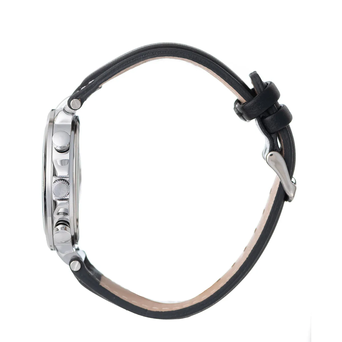 Gents Silver Case Watch With Black Dial & Leather Band sold by Edgars product image thumbnail 3