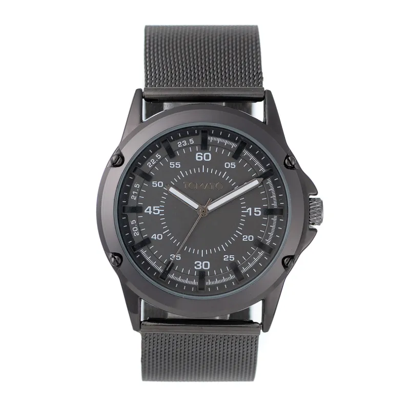 Gents 40mm Case Watch With Mesh Gunmetal Band sold by Edgars 