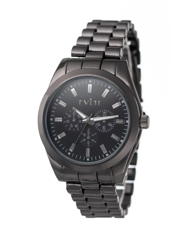 Gents Full Black Sunray Dial & Band Watch With Gunmetal Detail sold by Edgars 
