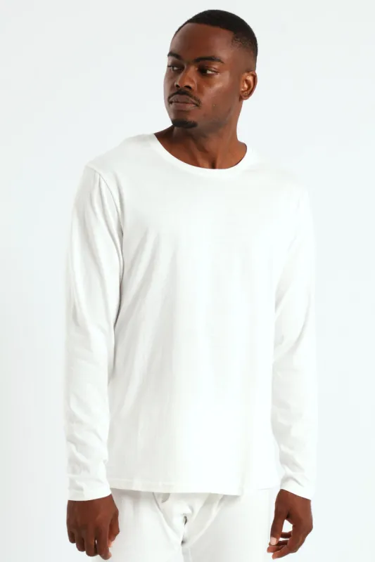 Winter Long Sleeve Cotton Thermal Crew Neck Tee - White sold by Edgars