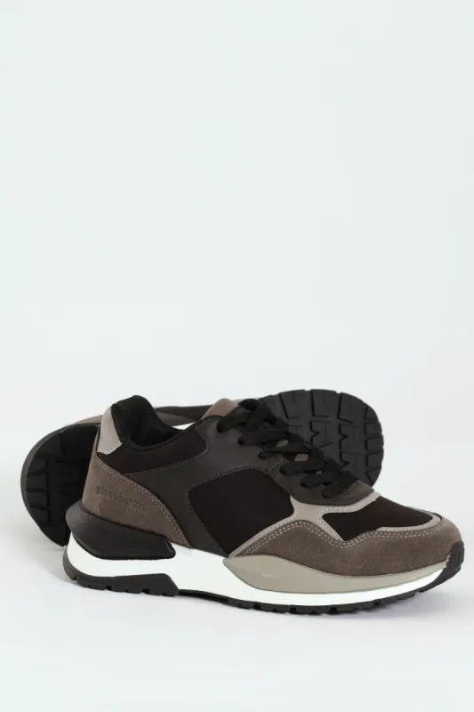 Panelled Retro Look Sneakers - Black sold by Edgars