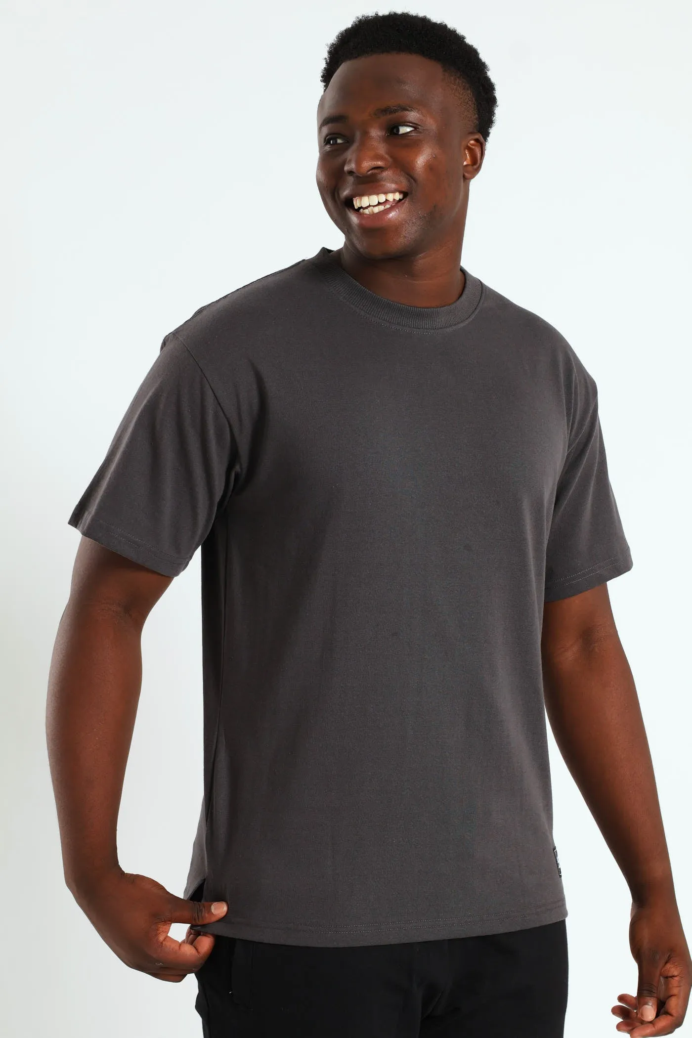 Logo Oversized Label Tee - Charcoal sold by Edgars