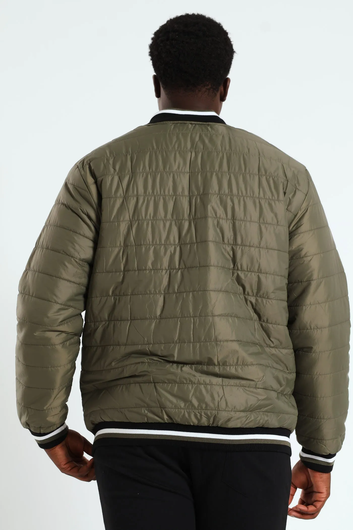 Quilted Tipped Sherpa Lined Bomber - Olive sold by Edgars product image thumbnail 2