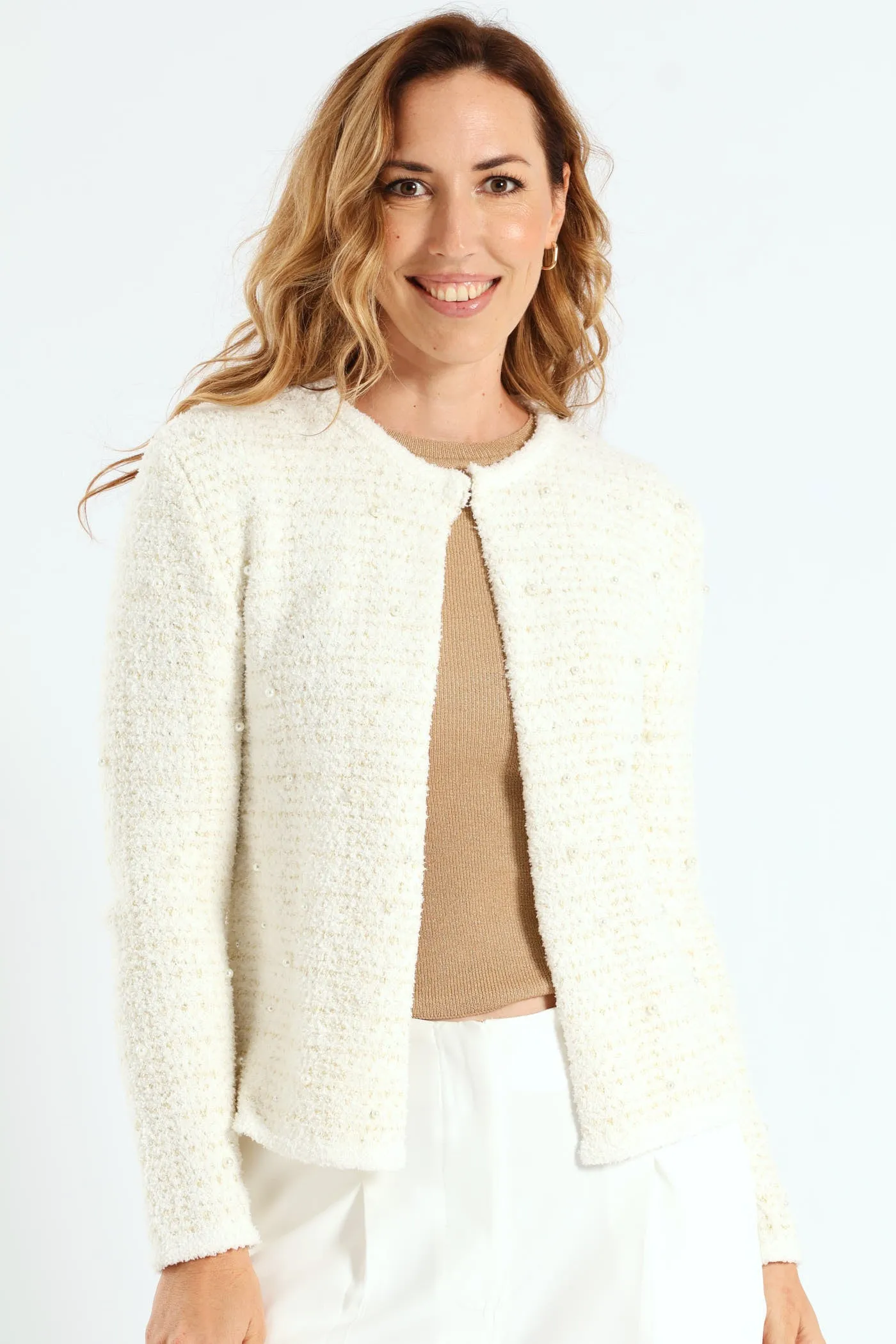 Pearl Lurex Cardigan - White sold by Edgars